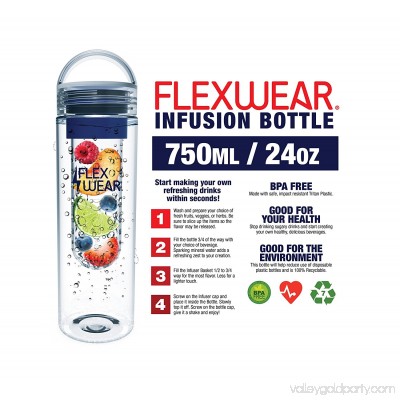 Flexwear Fruit Infuser Water Bottle, 750ml/24oz (Blue)